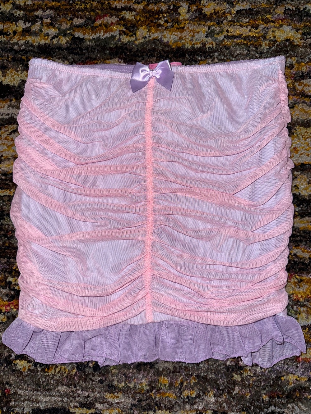 Dolls Kill Sugar Thrillz Pink and Lavender Ruffled Mini Skirt Costume S